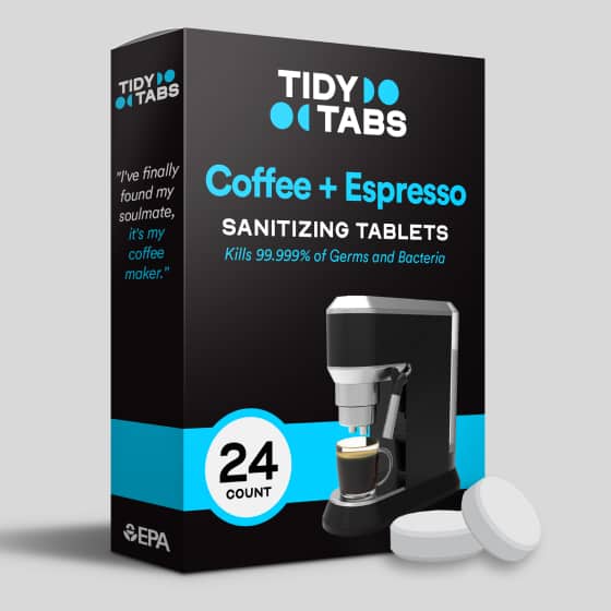 Tidy Tabs coffee and espresso sanitizing tablets packaging