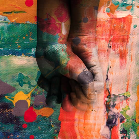 Painted hands chromatic studio texture