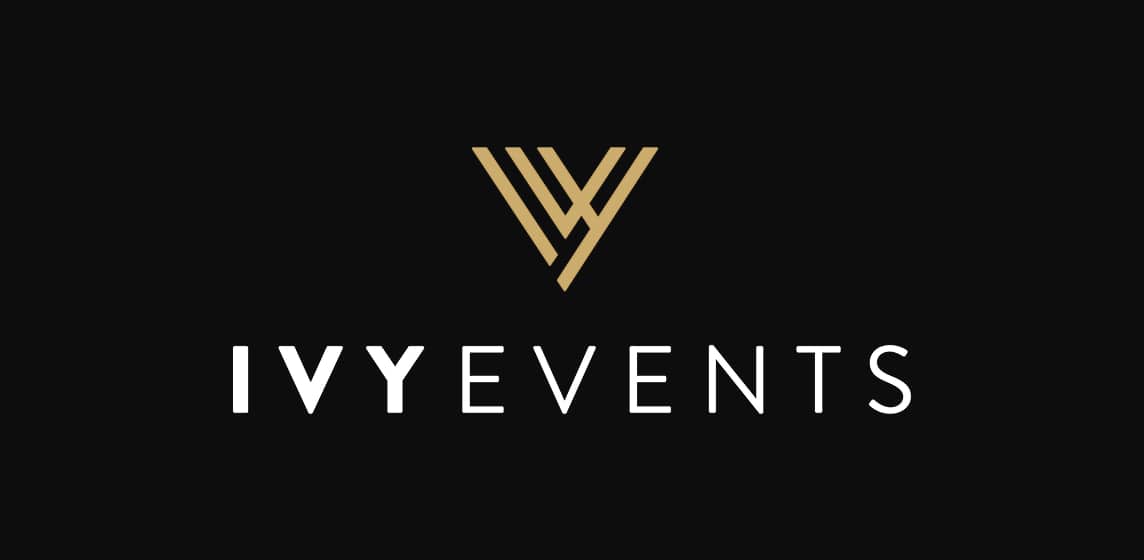 Ivy Events geometric gold monogram identity