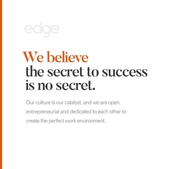 Edge manifesto brand quote card on warm white