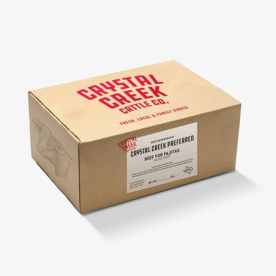 Crystal Creek Cattle Co. branded corrugated delivery box
