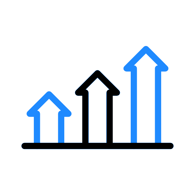 Animated pipeline growth and metric bars icon