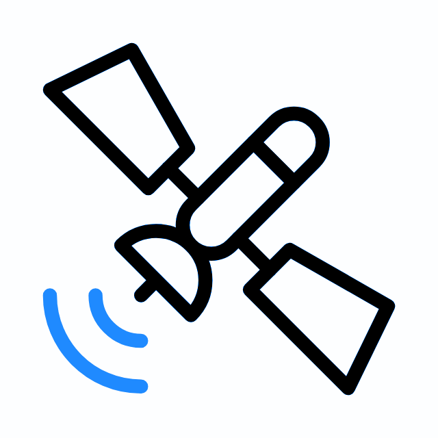 Animated intelligence signal and satellite dish icon