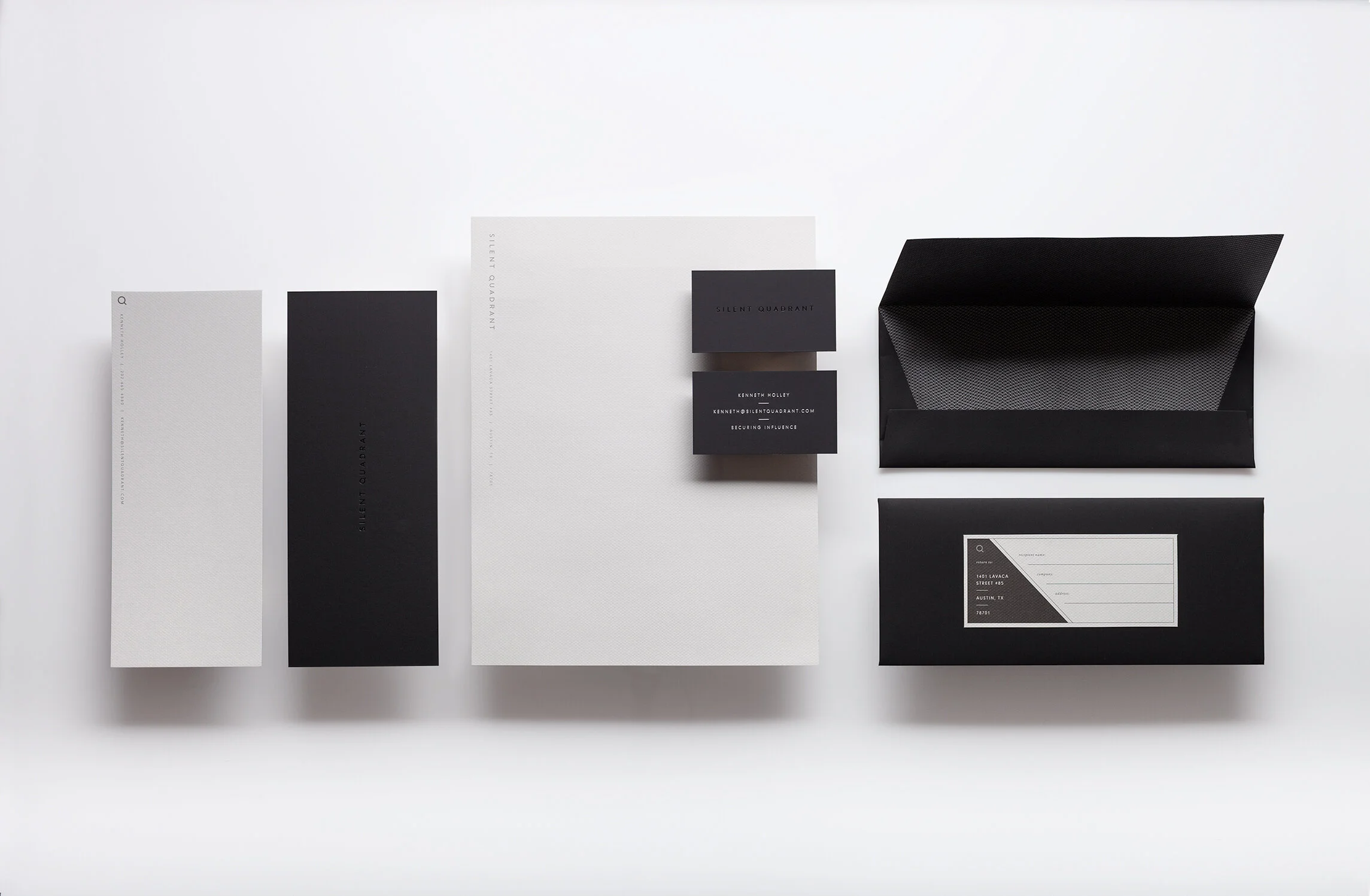Silent Quadrant tactile executive debossed stationery