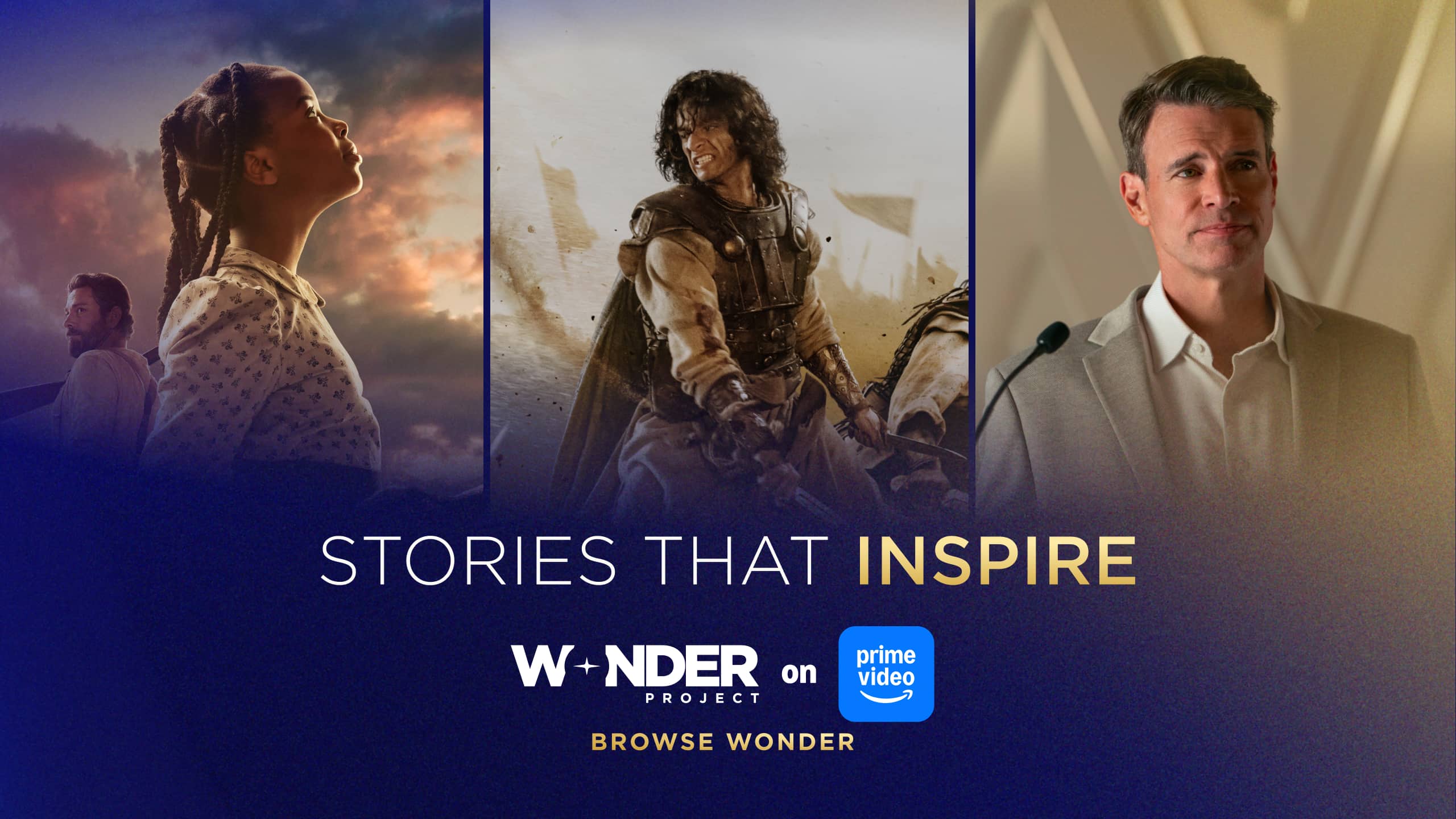 Stories That Inspire — Wonder Project studio campaign in 16:9 widescreen format
