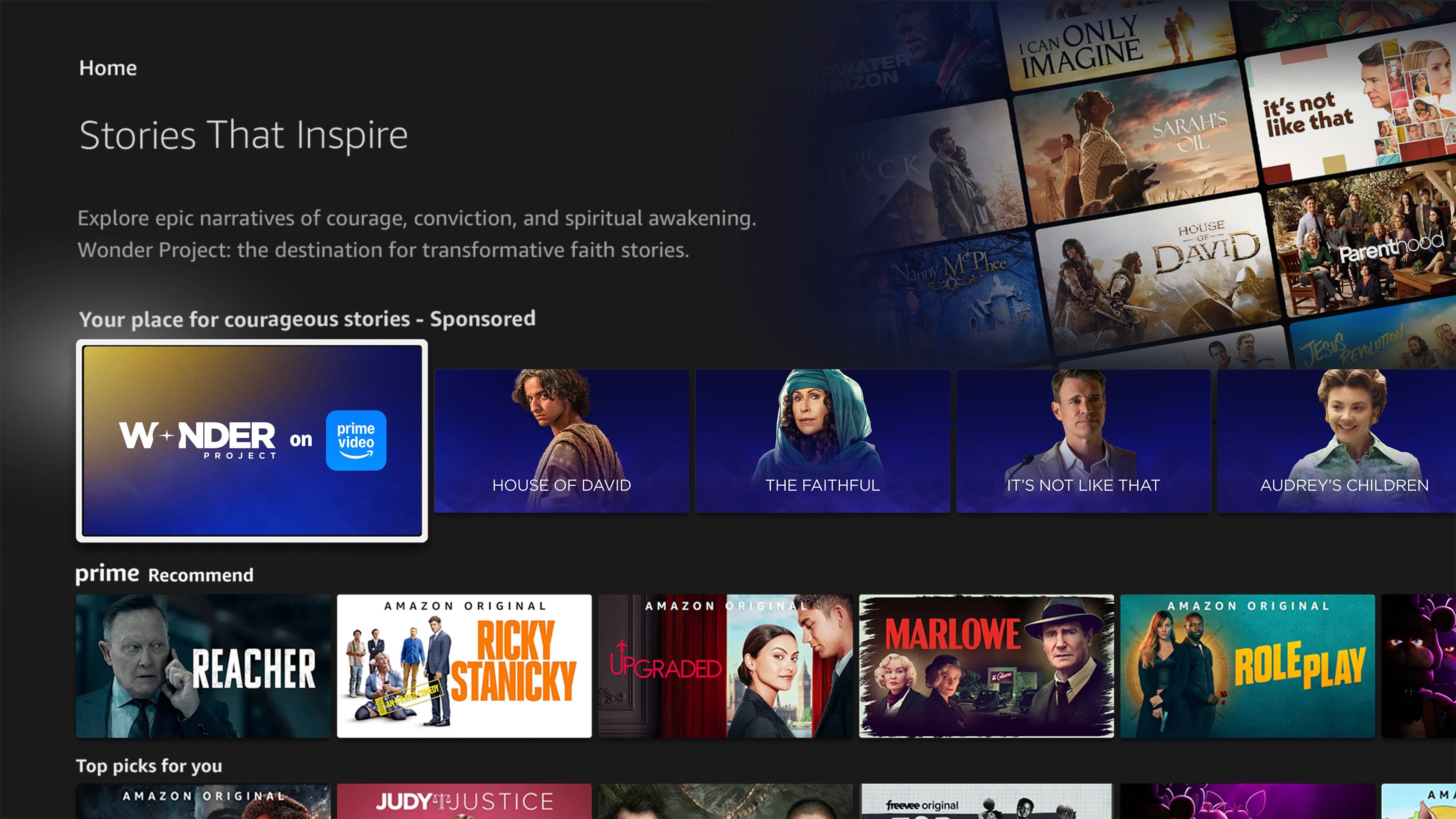 Wonder Project branded hub takeover on Amazon Fire TV